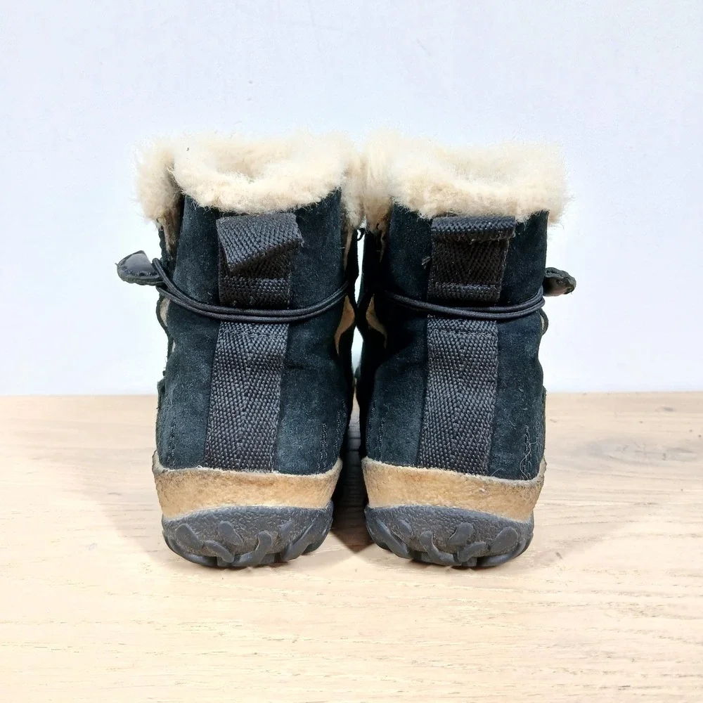 Merrell Ankle Boots Womens 6 Black Leather Shearling Lined Winter Outdoor